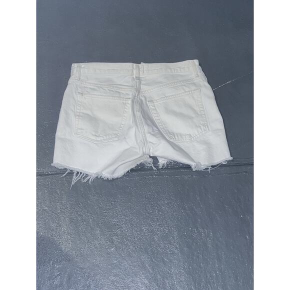 Agolde Shorts Womens 25 White Parker Long High Rise Fly Button Frayed - Picture 3 of 6